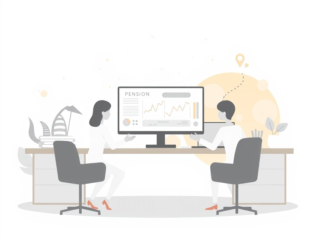 Minimalistische werkplek met abstracte financiële en Dubai locatie elementen in warme kleuren.