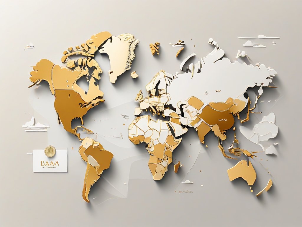 Minimalistische wereldkaart met abstracte klokken die het tijdsverschil tussen Dubai en Nederland aangeven.
